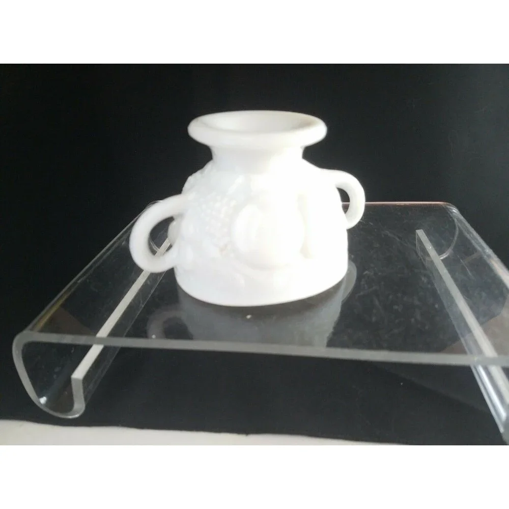 Vintage Milk Glass Harvest sugar bowl double handles no lid